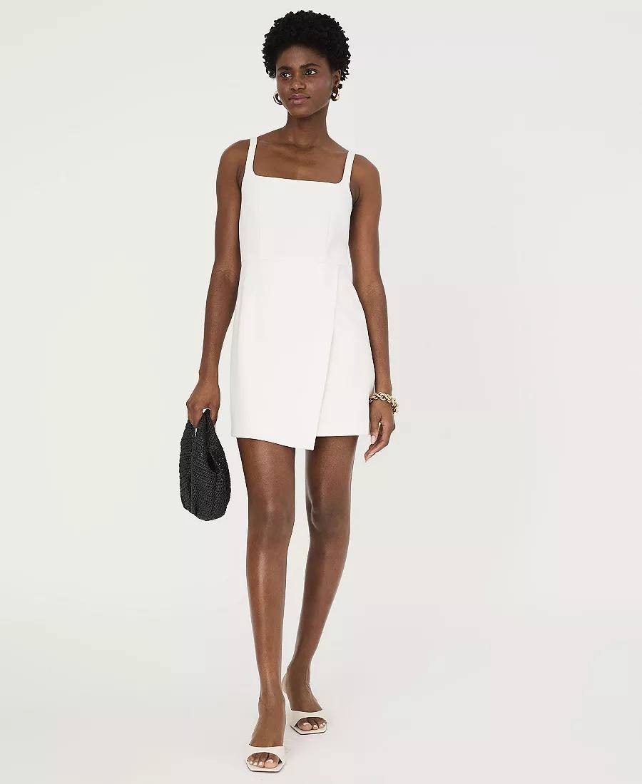 French Connection Whisper Crossover Mini Dress White 6 Good Condition msrp$128