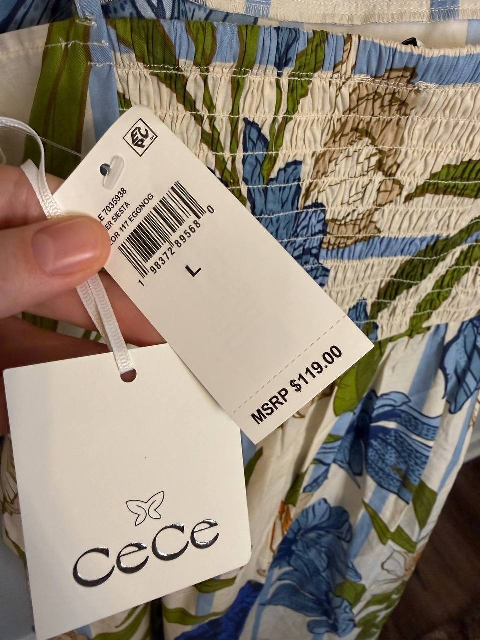 CeCe Square‑Neck Spaghetti‑Strap Maxi Dress – Size L – NWT – $119