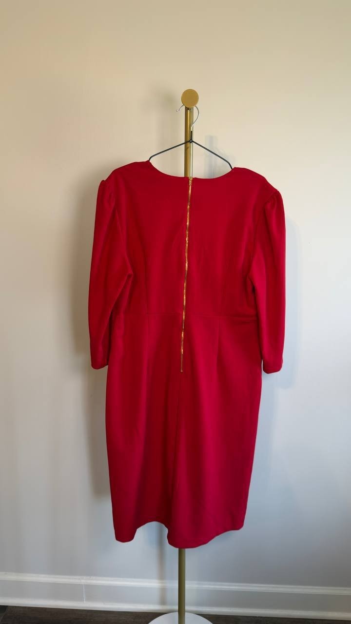 Julia Jordan Pleated Surplice V‑Neck Ruffle Front Dress Red 14 NWOT $119