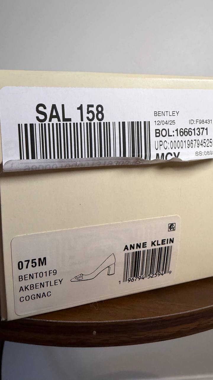 Anne Klein Bentley Pumps 7.5M Cognac Pointed Toe Buckle Block Heel NIB msrp$89