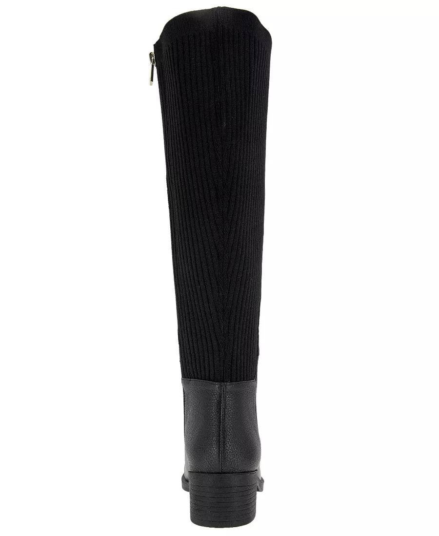 Kenneth Cole Levon Boots 6.5M Black Suede Tall Wide‑Shaft Round Toe NIB msrp$220