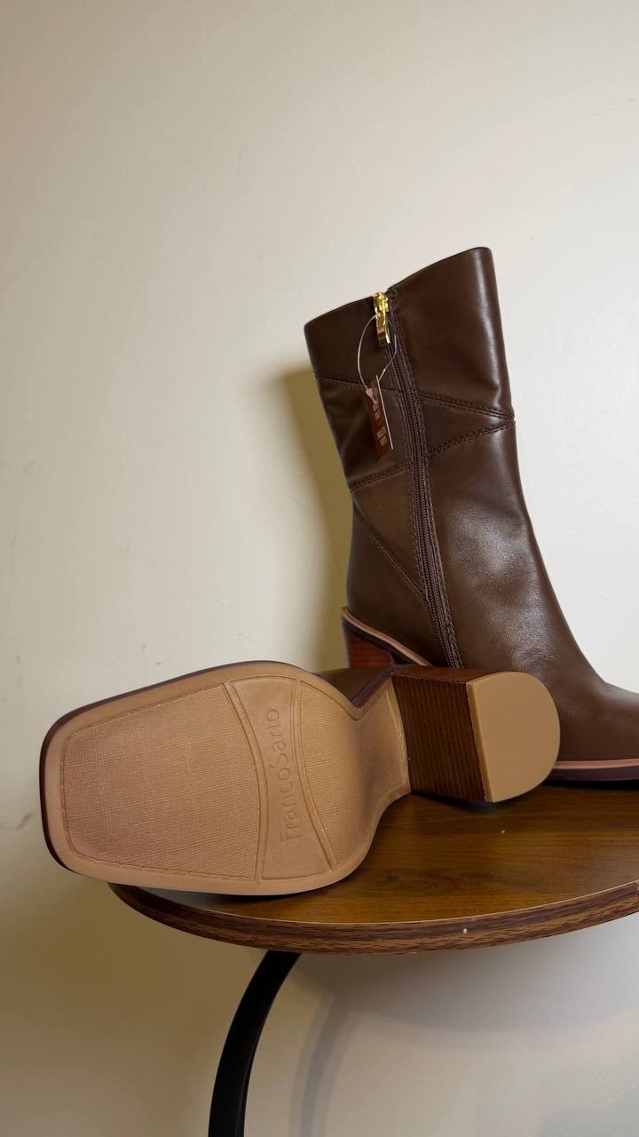 Franco Sarto Brown Leather Mid Shaft Boots 8.5M NIB MSRP $180