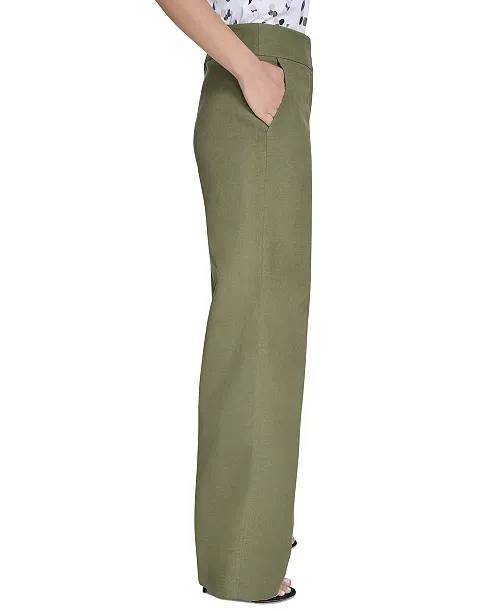 Calvin Klein Petite High‑Rise Wide‑Leg Pants – Olive Green – Size 14 – NWT