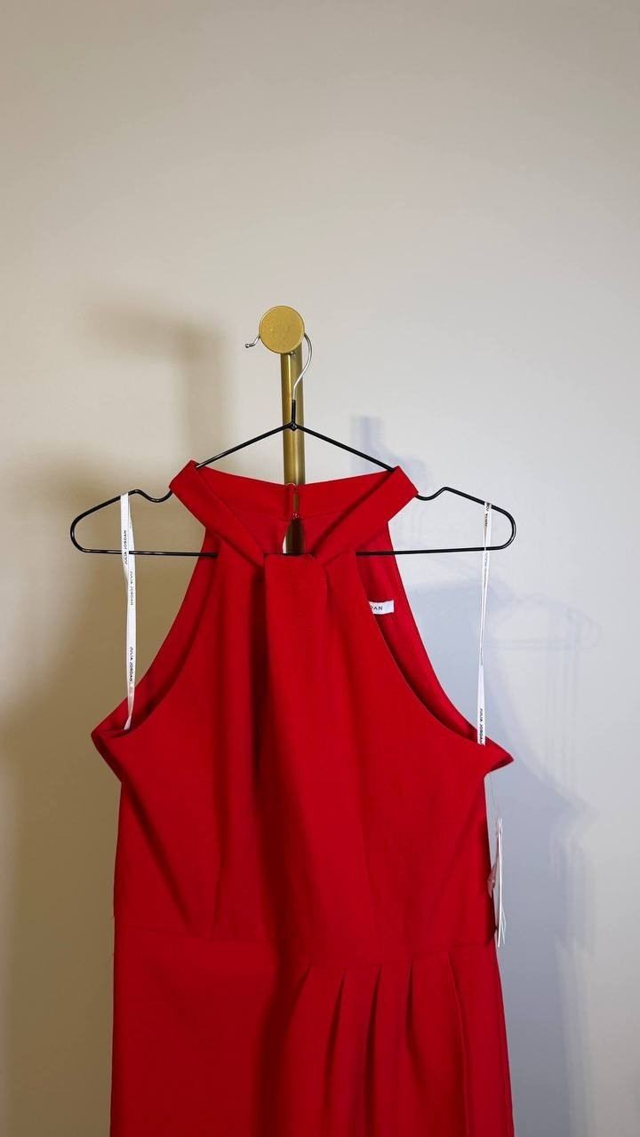 Julia Jordan Women’s Knot‑Neck Tulip Hem Halter Dress Red 8 $119 NWT