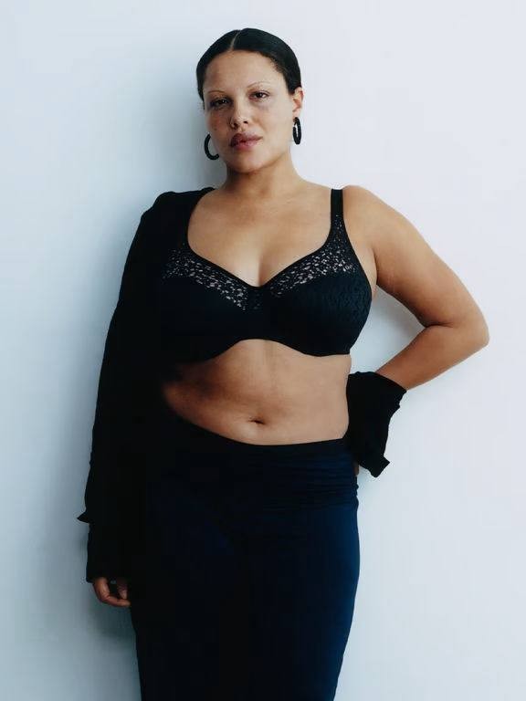 Chantelle Norah Comfort Underwire Bra Black Floral Lace Size 38E $88 NWT, France