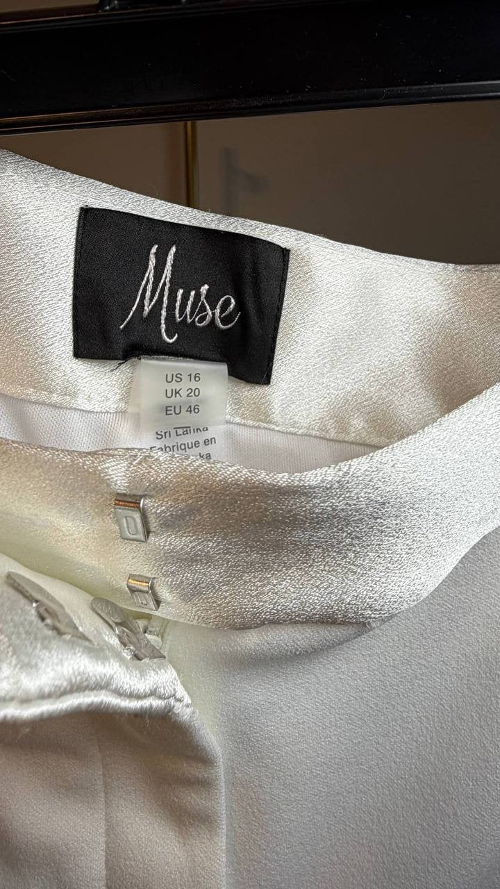 Muse Tuxedo Pants Ivory Stretch Straight Leg Dress Career 16 NWT $99