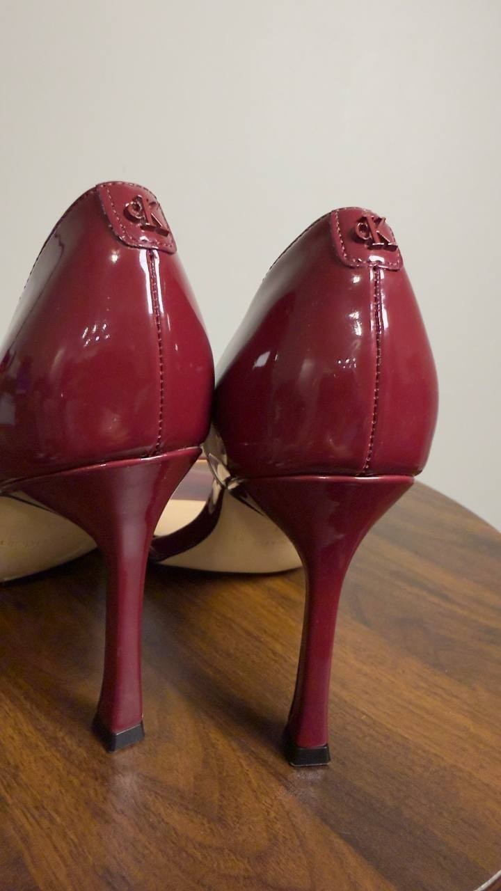 Calvin  Klein  Aileen  D’Orsay  Stiletto  Sandals  Dark  Red  6  M  Pre‑owned 