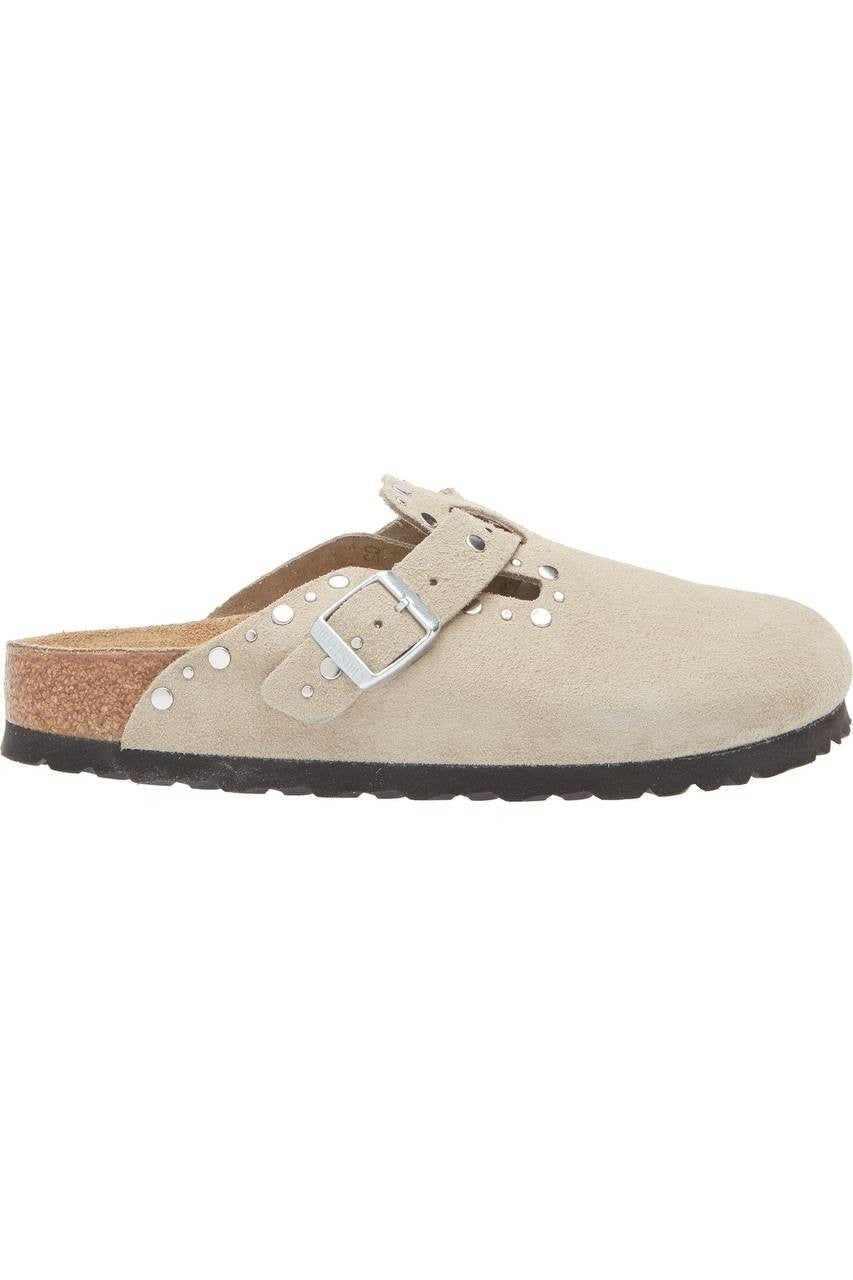 Birkenstock  Boston  Rivets  Clog  Taupe  Suede  6M  New  With  Box  $175