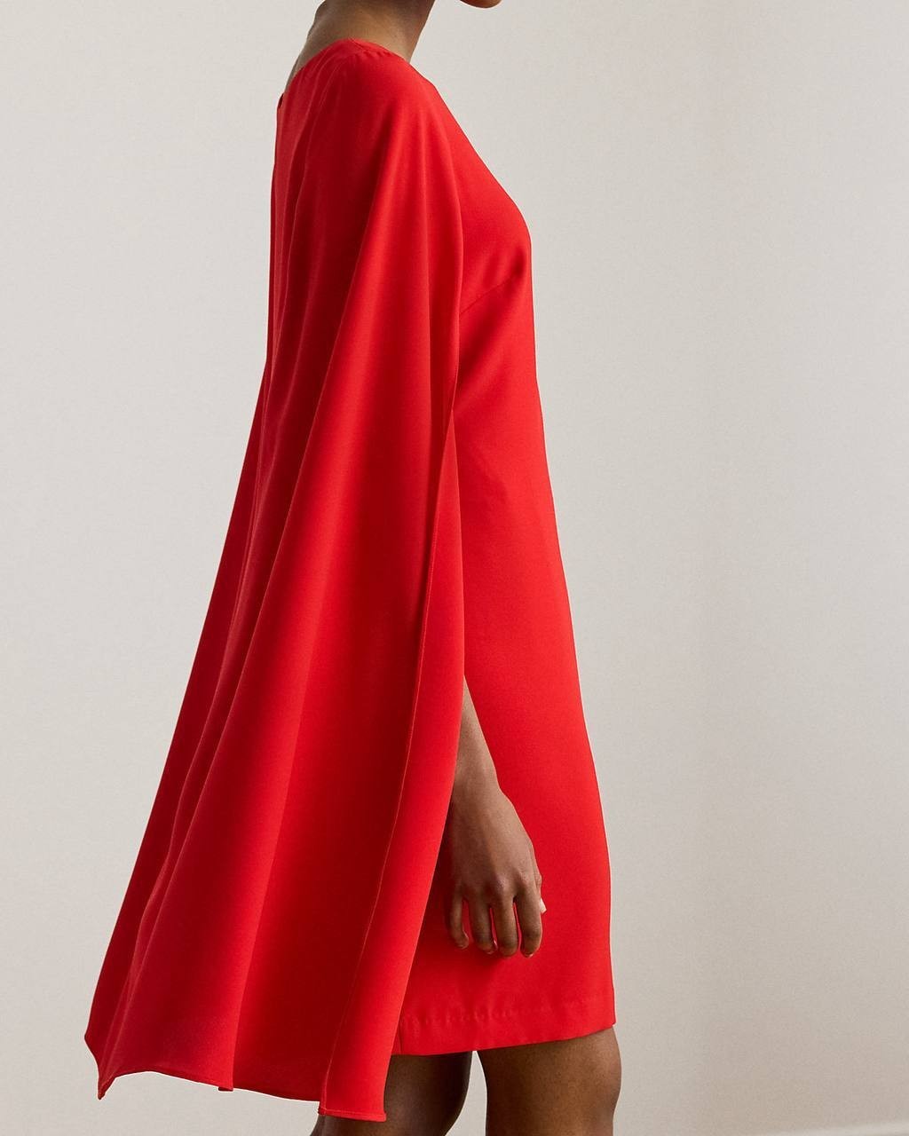 Lauren Ralph Lauren Cape Georgette Cocktail Dress Red 14 NWT $195