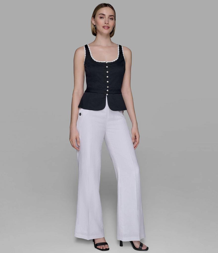 Karl Lagerfeld Paris Women’s Sleeveless Scalloped Edge Woven Tank XL NWT $89