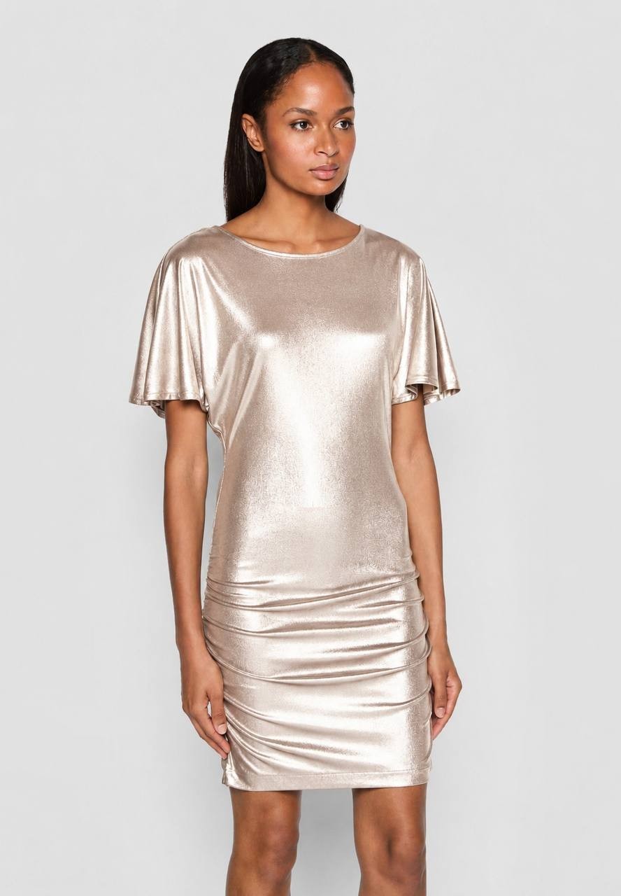 BOSS ECRYSTAL Cocktail Party Dress Beige S NWT $149