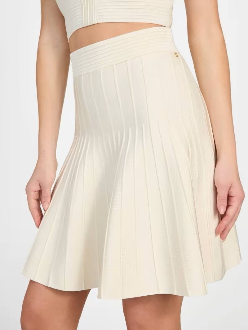 GUESS Mirage Ottoman Staci Knit Skirt Dove White M $118 NWT
