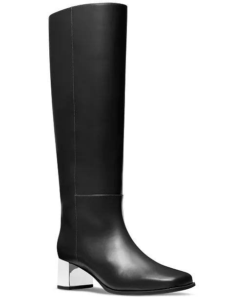Michael Michael Kors Black Leather Tall Boots 10W New in Box MSRP $275