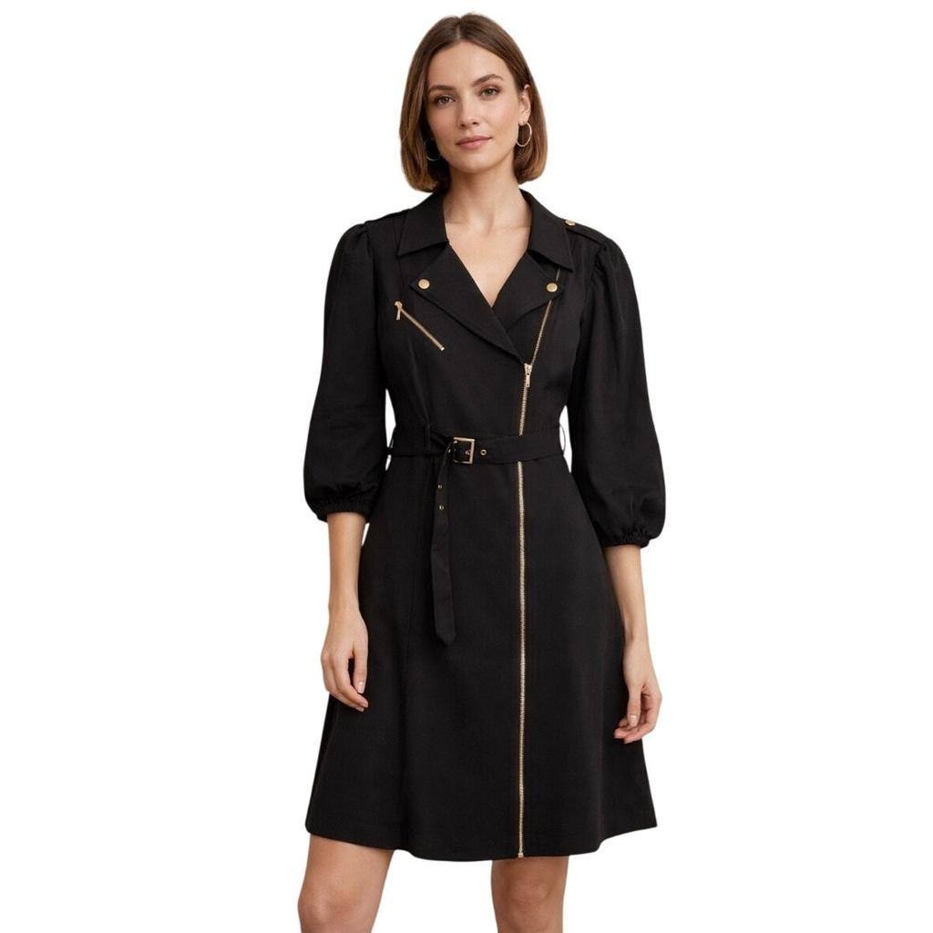Nanette Lepore Belted Zip‑Front Dress – Black – Size 8/10 – NWT – $148