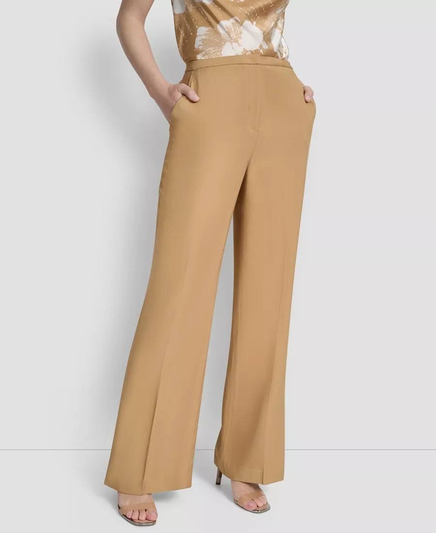 DKNY High‑Rise Sueded Canvas Pants Camel Size12P NWT Petite msrp$99