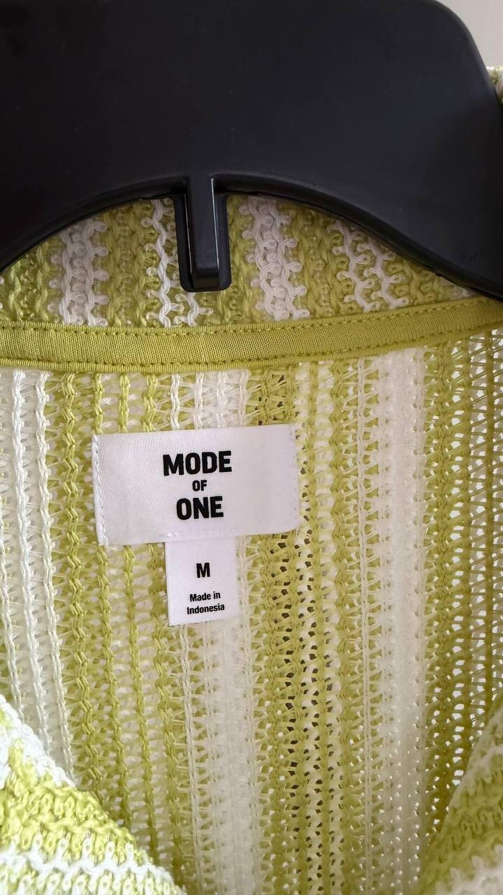 Mode of One Men’s Vertical‑Stripe Camp Collar Shirt M Misty Multi $59.50 NWT