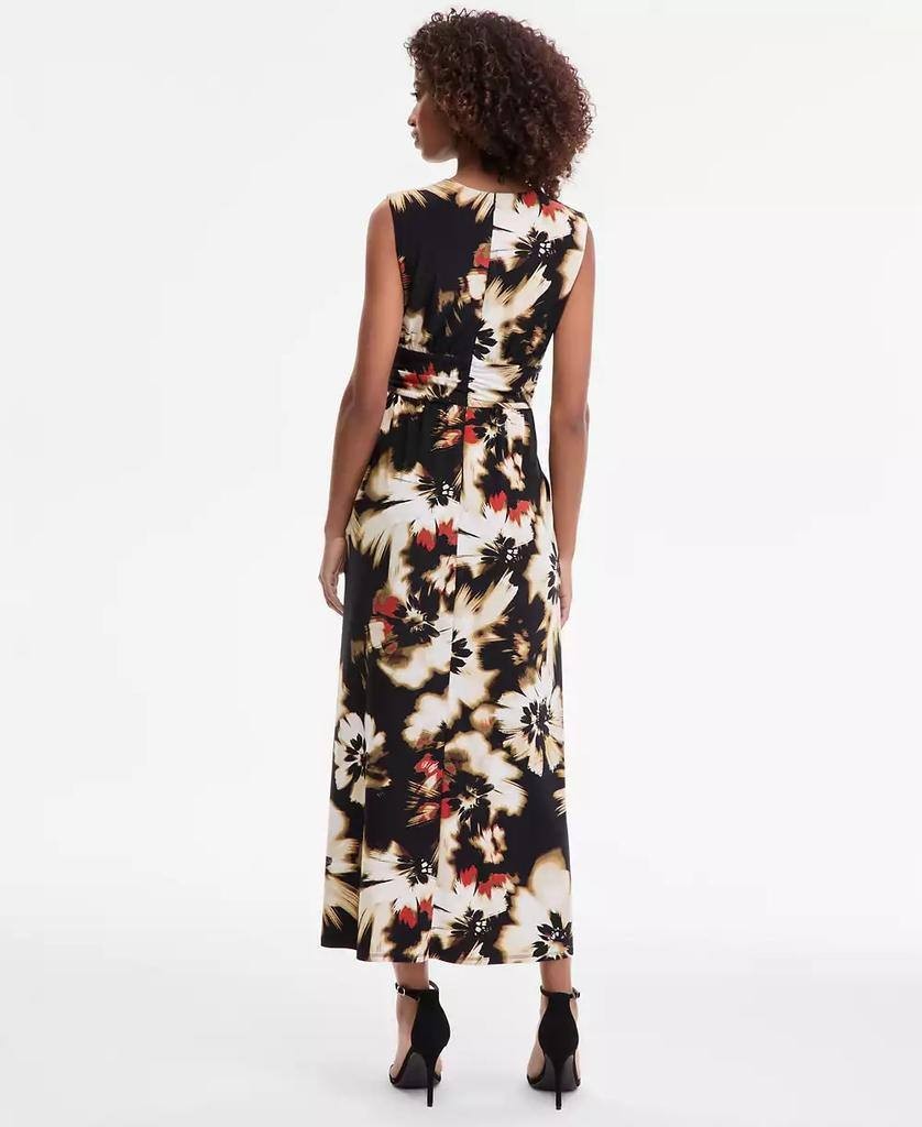 Anne Klein Petite Printed Twist-Front Maxi Dress Black Multi PXS NWT $119