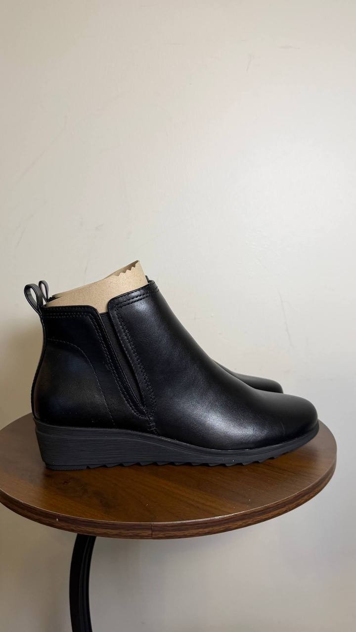 Easy Spirit Yuna Round Toe Wedge Booties Black Women’s 9M NWOB $99