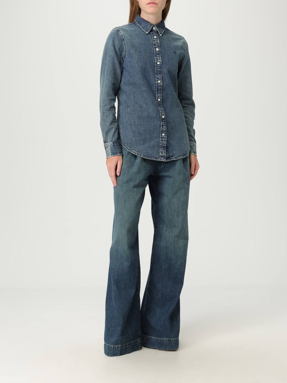 Lauren Ralph Lauren Classic Fit Denim Shirt Mid Wash S NWT $125