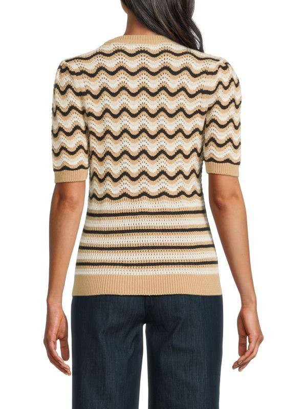 Tommy Hilfiger Chevron & Striped Sweater – Sand – Size M – NWOT – $79.50