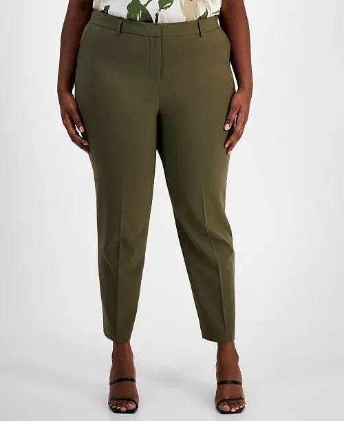 Tahari ASL Pants 24W Loden Plus Mid Rise Ankle Career Stretch NWT MSRP $109