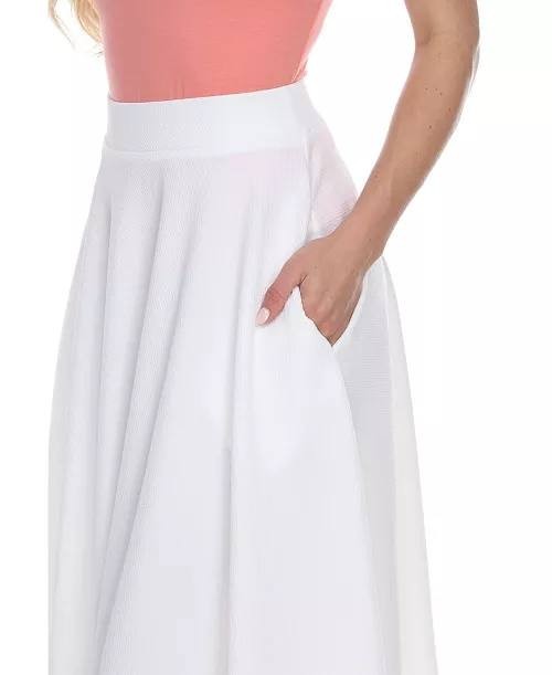 White Mark Flared Midi Skirt with Pockets White M NWT $49