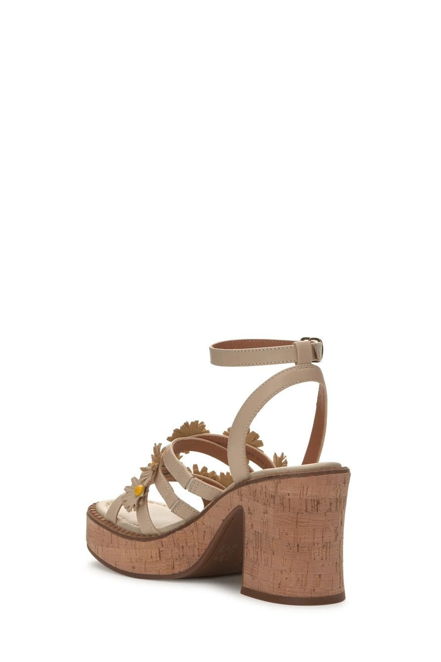 Lucky Brand Taiza Daisy Sandals Beige Strappy Block Heel Women's Size 8 New