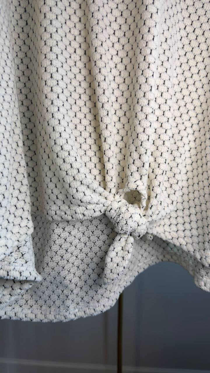 Ruby Rd Plus Honeycomb Chenille Cowl Neck Top Ivory/Black 3X NWT $64