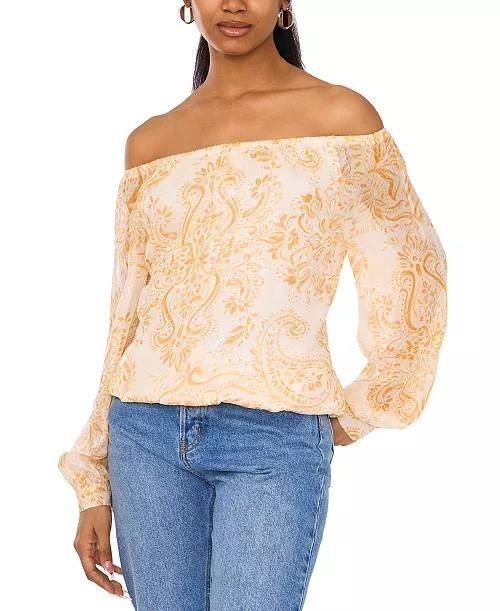 Sam & Jess Printed Off‑the‑Shoulder Top – Size L – NWT – $59