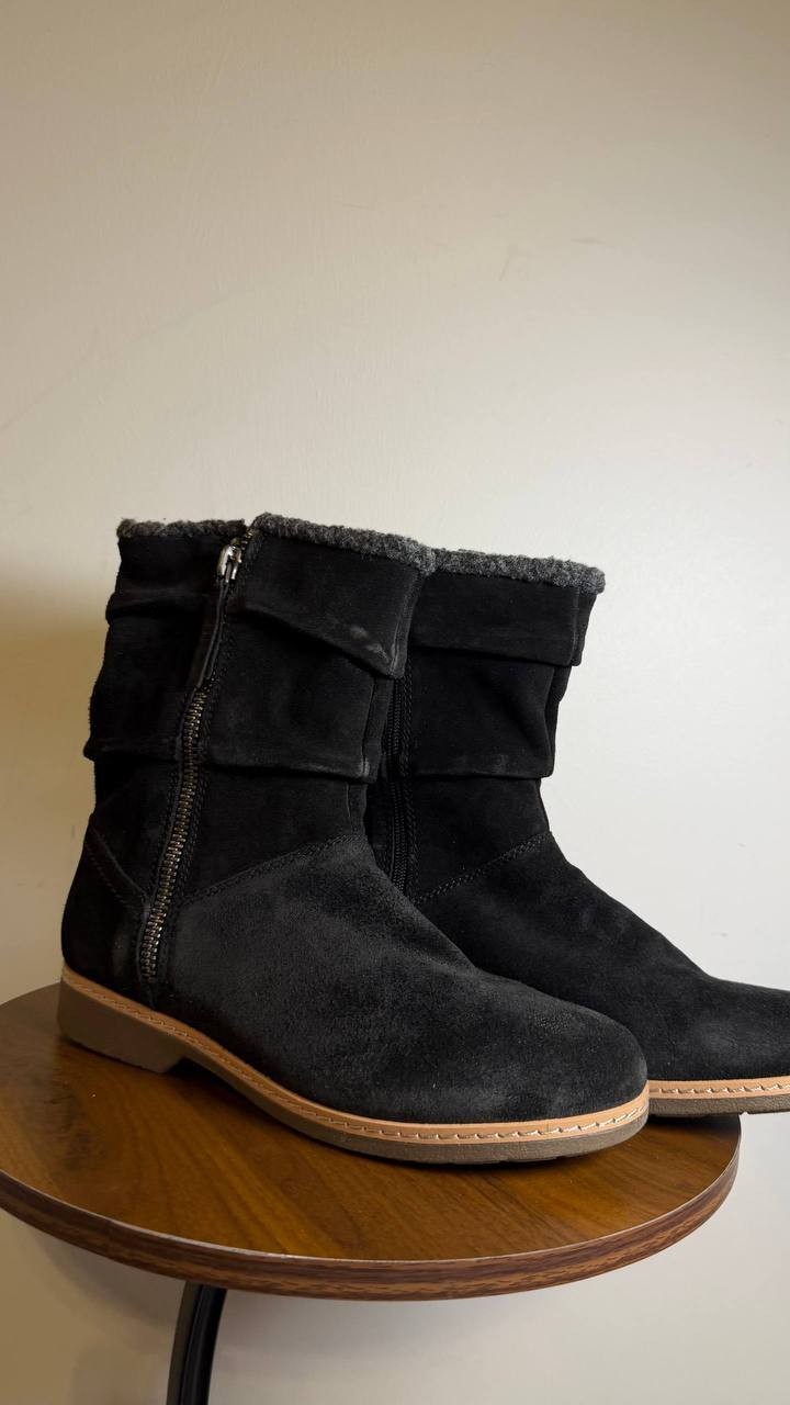 Earth Black Suede Flat Booties 10M New in Box MSRP $189
