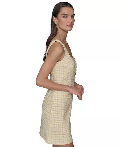 Karl Lagerfeld Paris Boucle Tweed Dress Sleeveless Square Neck Size 12 NWT