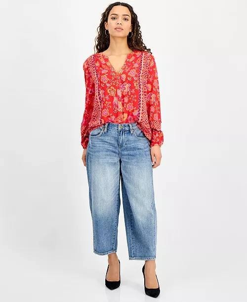 Liverpool Los Angeles Long‑Sleeve Button‑Front Woven Blouse – Size S Petite–NWOT