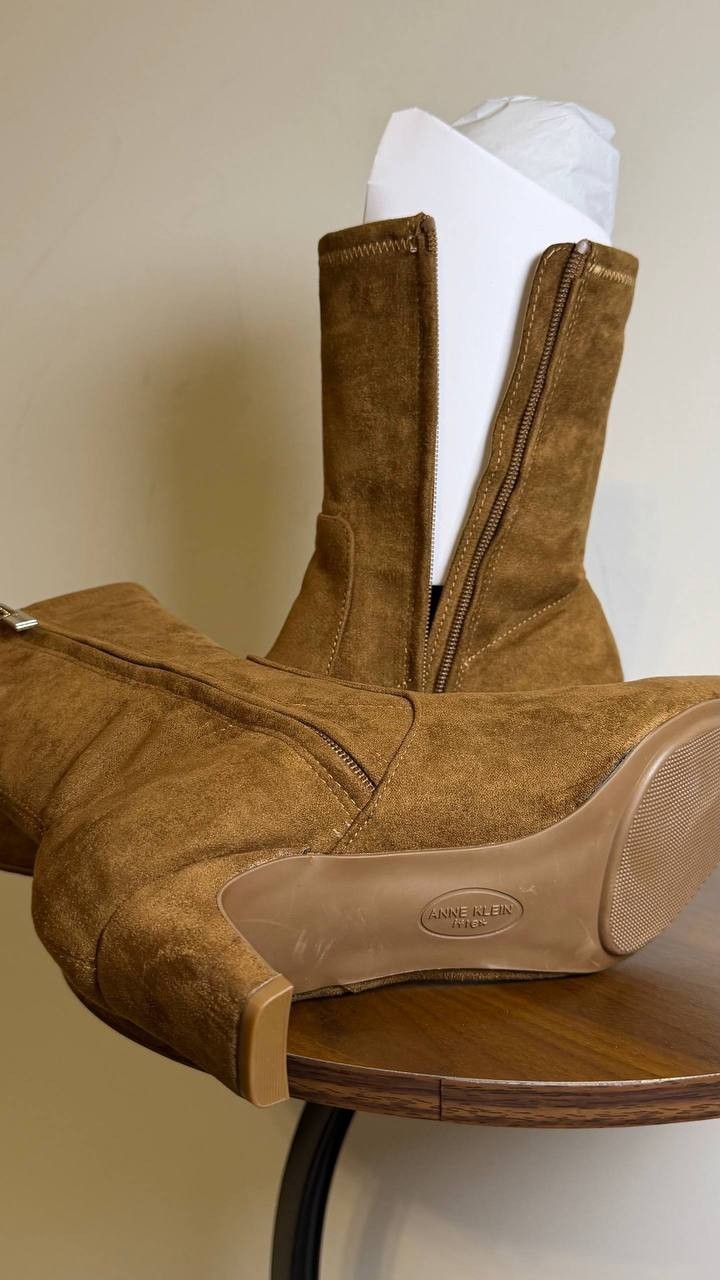 Anne Klein Dress Booties Walnut Man-Made Size 9M New in Box $119