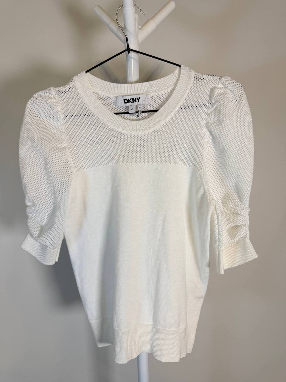 DKNY Puff Sleeve Sweater – White– Size XS – NWT
