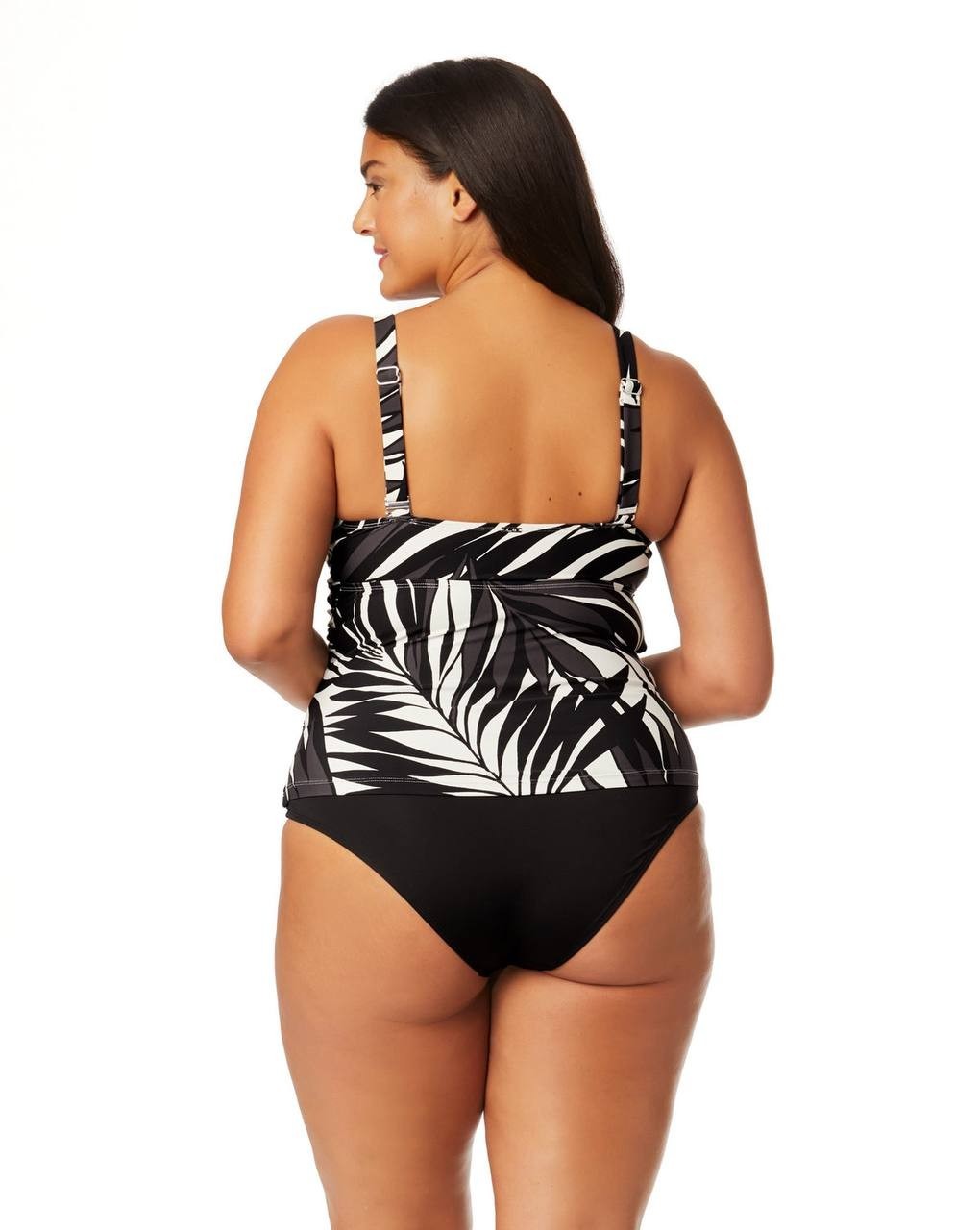 Anne Cole Plus Palm Chic Drape Front Underwire Swim Top Multi 18W NWOT $92