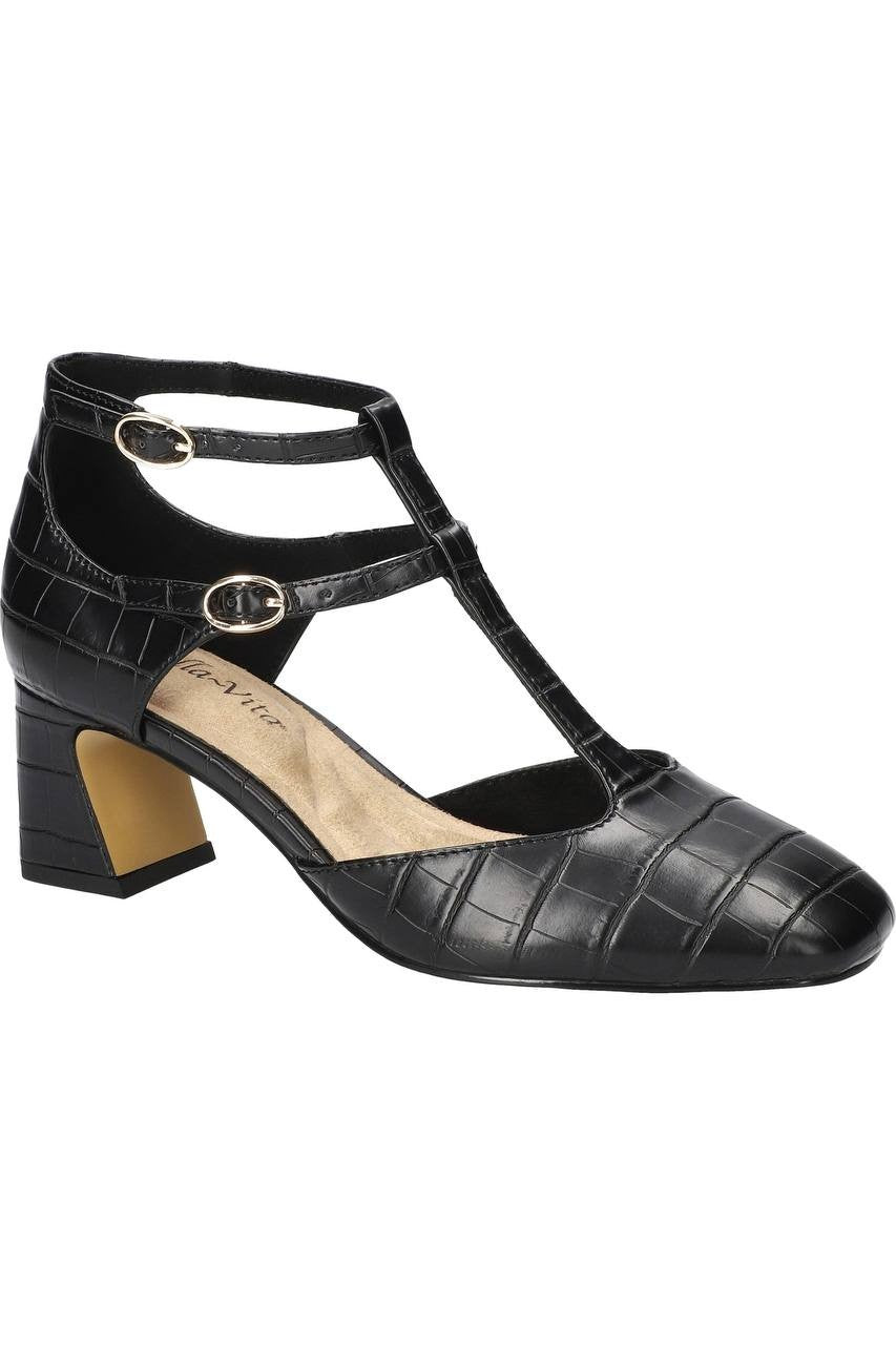 Bella Vita Ankle Strap Pumps Black 7 W New $109.95