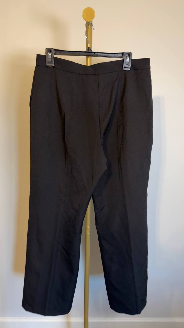 T Tahari Solid Split‑Hem Wide‑Leg Pants Black 12 NWT $88