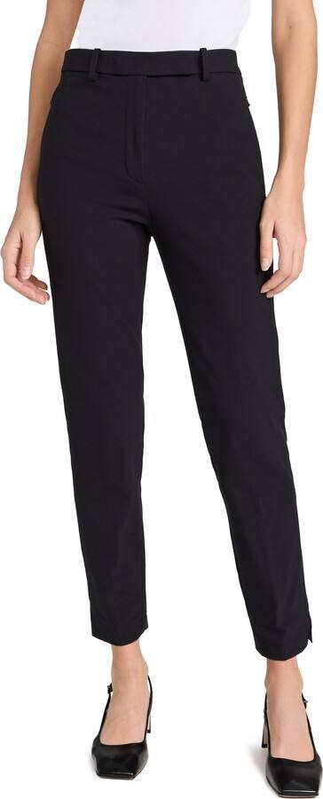 Theory Sleek Flannel High Waist Taper Pants – Black, Size 00