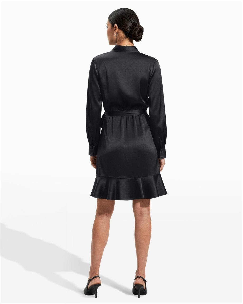 Anne Klein Black Faux Wrap Shawl Collar Dress Size 12 New with Tags NWT