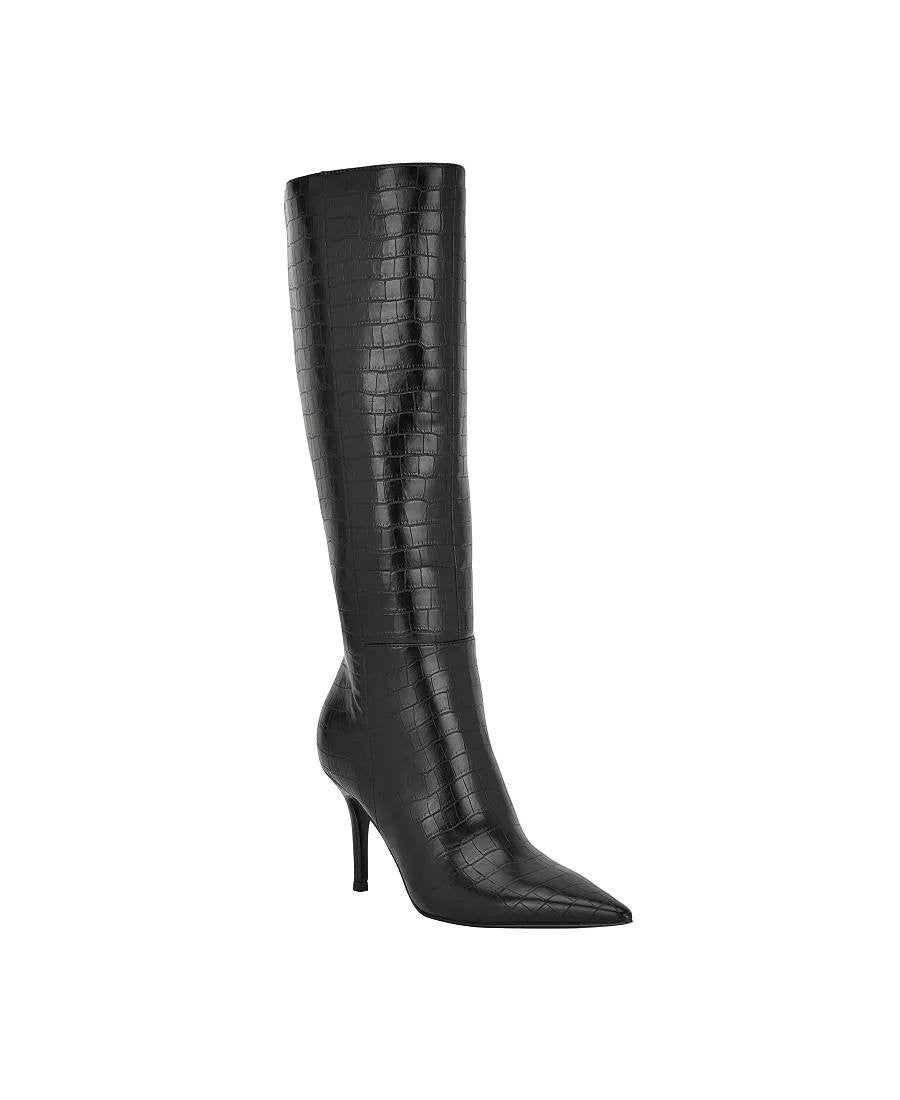 Guess Gressa Boots 7.5M Black Man‑Made Tall Pointed Toe Stiletto NIB msrp$179