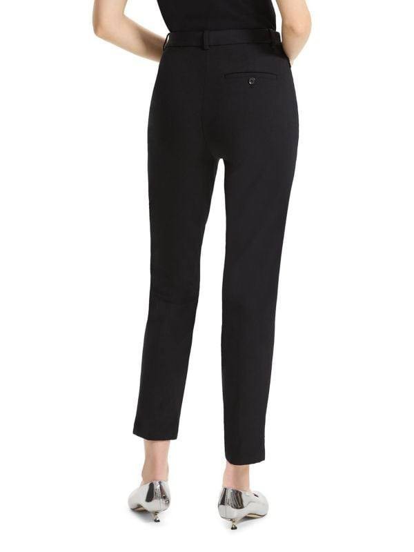 Theory High-Rise Tapered Cotton-Blend Pants – Black – Size 00 –MSRP 245$