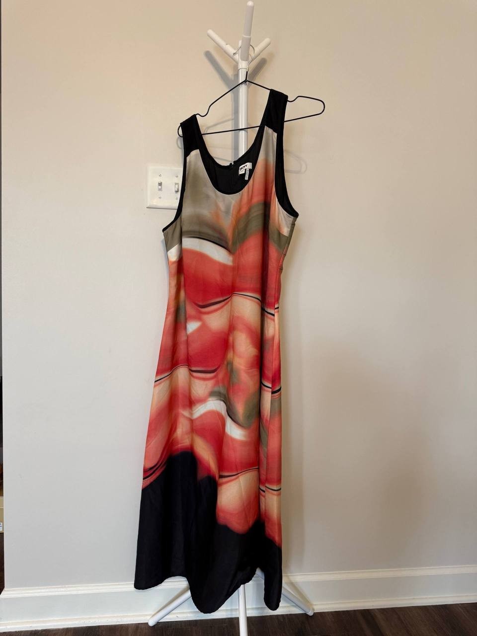 DKNY Sleeveless Border‑Print Shift Dress XL Pre‑Owned Pilling MSRP $48