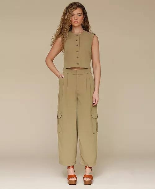 Avec Les Filles Barrel-Leg Cargo Pants Beige 14 NWOT $99