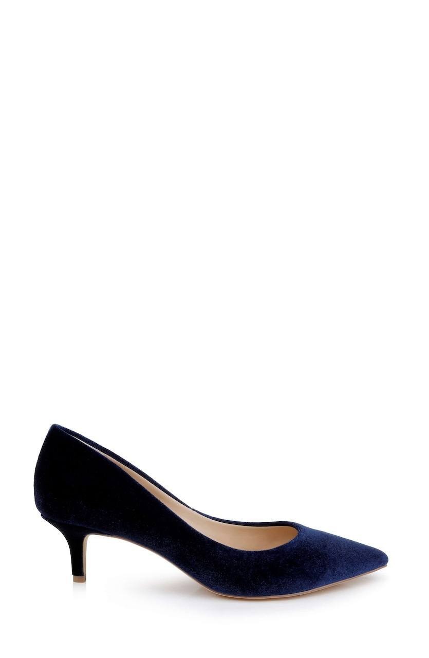 Jewel Badgley Mischka Enola Velvet Kitten Heel Pumps Navy Women’s 8 NWB $99