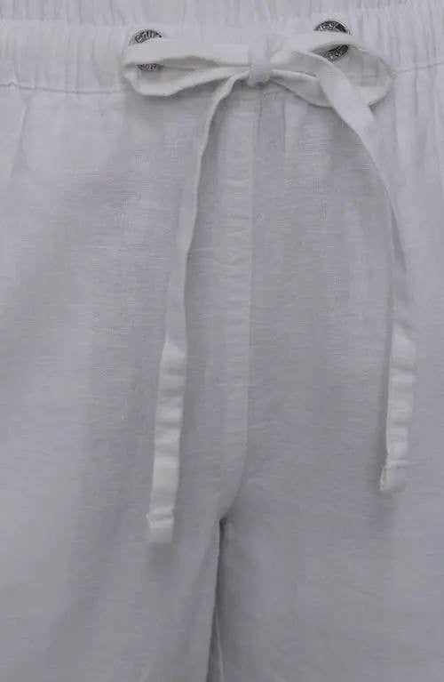 DKNY Linen-Blend Drawstring Wide-Leg Pants Light white L $89 NWT