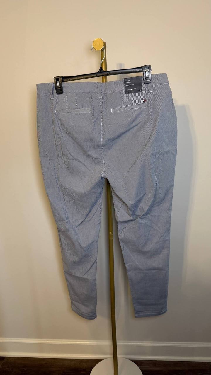 Tommy Hilfiger Striped TH Flex Hampton Chino Pants Grey 14W NWT $79.50