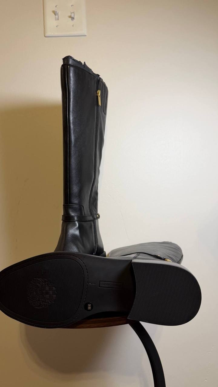 Vince Camuto Adria Boots 9M Black Leather Knee‑High Riding NIB msrp$259