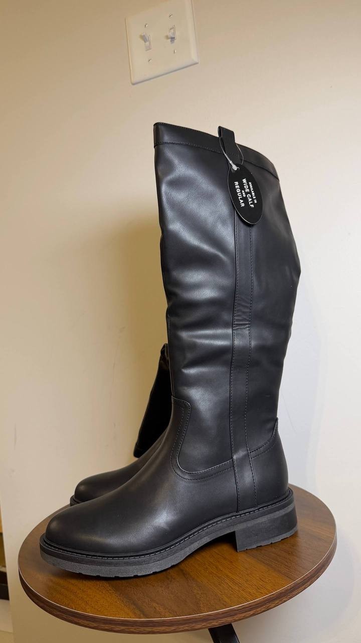 Style & Co Terryy Riding Boots 7.5M Black Tall Round Toe Zip NIB msrp$99.90