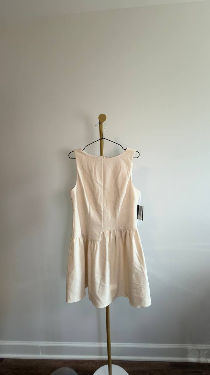 Donna Morgan Sleeveless Boat Neck Mini Dress Neutral 8 NWT $118