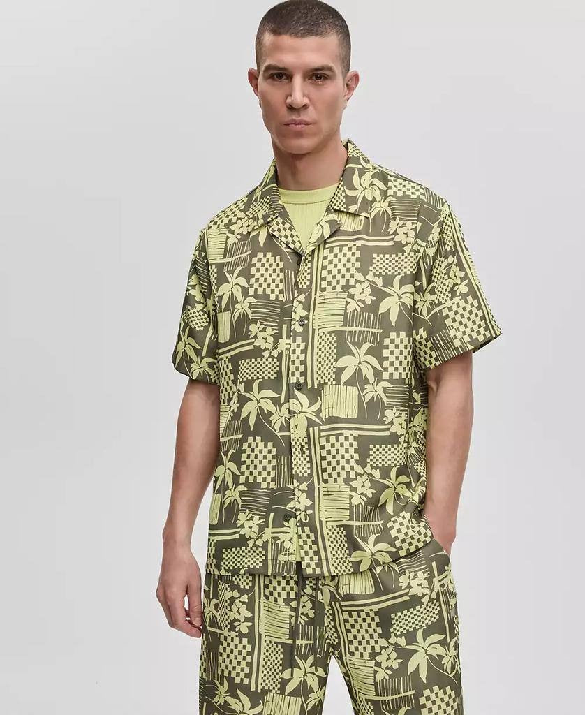Mode of One Men’s Vacation Palm Camp Collar Shirt Green XXL $49.50 NWT